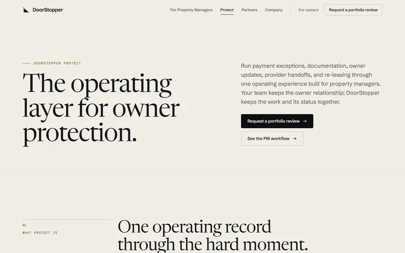 Screenshot of the doorstopper.io/protect page