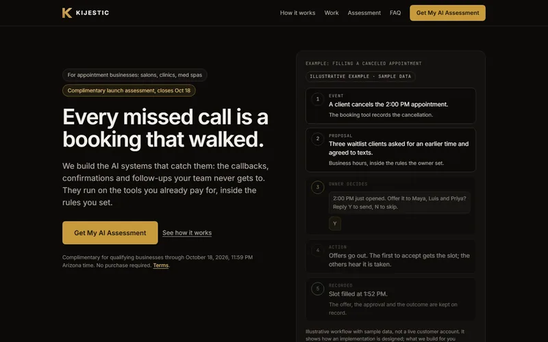 Screenshot of the kijestic.com homepage